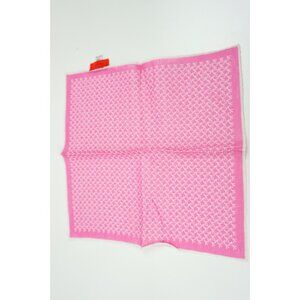Isaia Linen Flamingo Pink Coral Pattern Pocket Square NEW